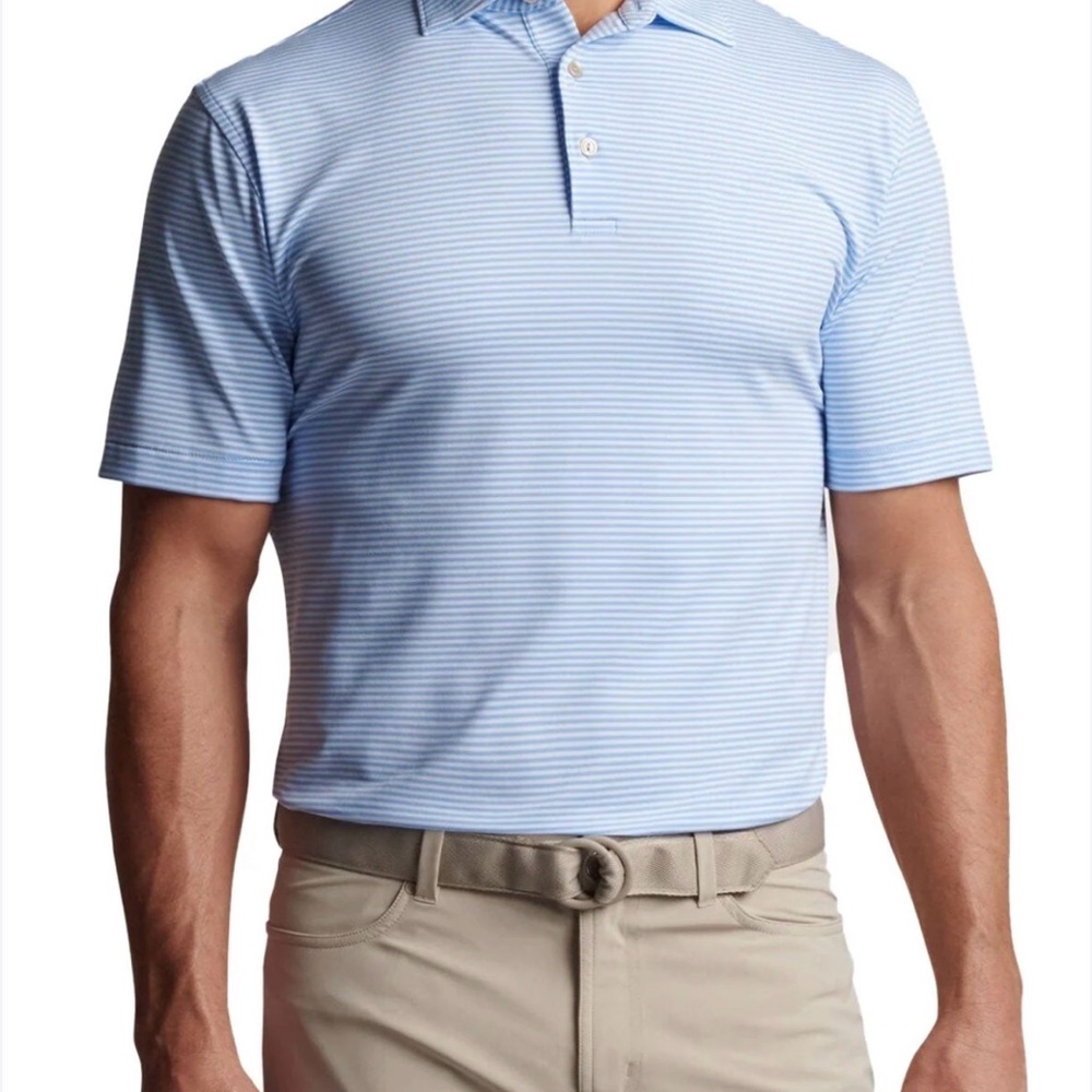 Peter Millar Light Blue Striped Polo Shirt XXL